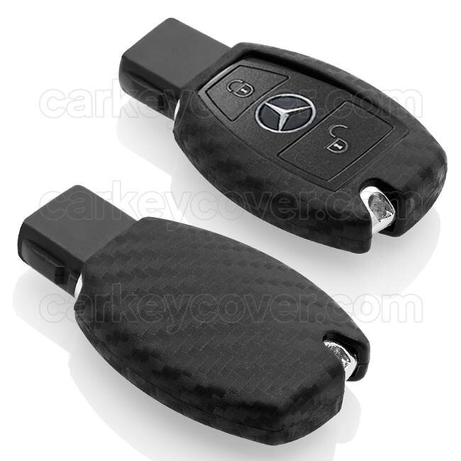 TBU car Housse de Protection clé compatible avec Mercedes - Coque Cover Housse étui en Silicone - Carbon