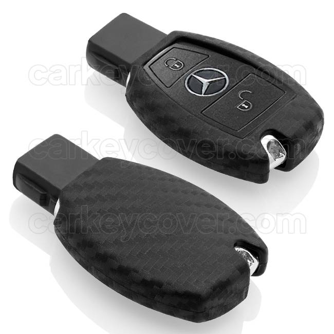 TBU car TBU car Car key cover compatible with Mercedes - Silicone Protective Remote Key Shell - FOB Case Cover - Carbon