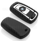 TBU car TBU car Autoschlüssel Hülle kompatibel mit BMW 3 Tasten (Keyless Entry) - Schutzhülle aus Silikon - Auto Schlüsselhülle Cover in Carbon