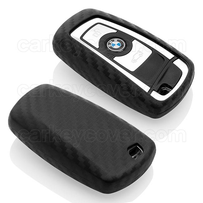 TBU car TBU car Autoschlüssel Hülle kompatibel mit BMW 3 Tasten (Keyless Entry) - Schutzhülle aus Silikon - Auto Schlüsselhülle Cover in Carbon