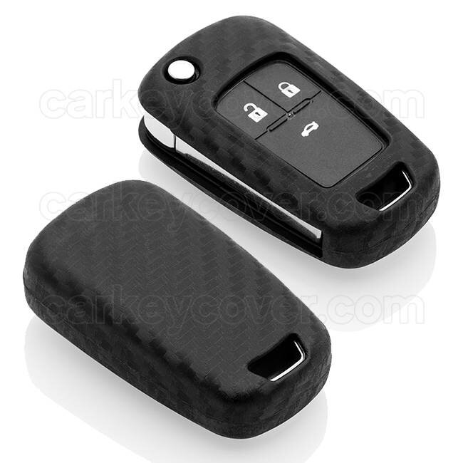Car key cover compatible with Opel - Silicone Protective Remote Key Shell - FOB Case Cover - Carbon