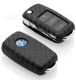 TBU car TBU car Autoschlüssel Hülle kompatibel mit VW 3 Tasten - Schutzhülle aus Silikon - Auto Schlüsselhülle Cover in Carbon