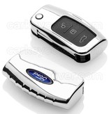 TBU car TBU car Car key cover compatible with Ford - TPU Protective Remote Key Shell - FOB Case Cover - Chrome