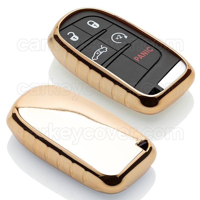TBU car TBU car Autoschlüssel Hülle kompatibel mit Jeep 5 Tasten (Keyless Entry) - Schutzhülle aus TPU - Auto Schlüsselhülle Cover in Gold