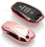 TBU car TBU car Autoschlüssel Hülle kompatibel mit Peugeot 3 Tasten (Keyless Entry) - Schutzhülle aus TPU - Auto Schlüsselhülle Cover in Roségold