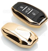 TBU car TBU car Sleutel cover compatibel met Peugeot - TPU sleutel hoesje / beschermhoesje autosleutel - Goud