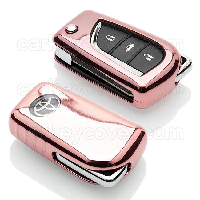 TBU car TBU car Car key cover compatible with Toyota - TPU Protective Remote Key Shell - FOB Case Cover - Rose Gold