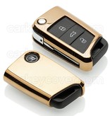 TBU car TBU car Sleutel cover compatibel met Skoda - TPU sleutel hoesje / beschermhoesje autosleutel - Goud