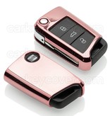 TBU car TBU car Sleutel cover compatibel met Seat - TPU sleutel hoesje / beschermhoesje autosleutel - Roségoud