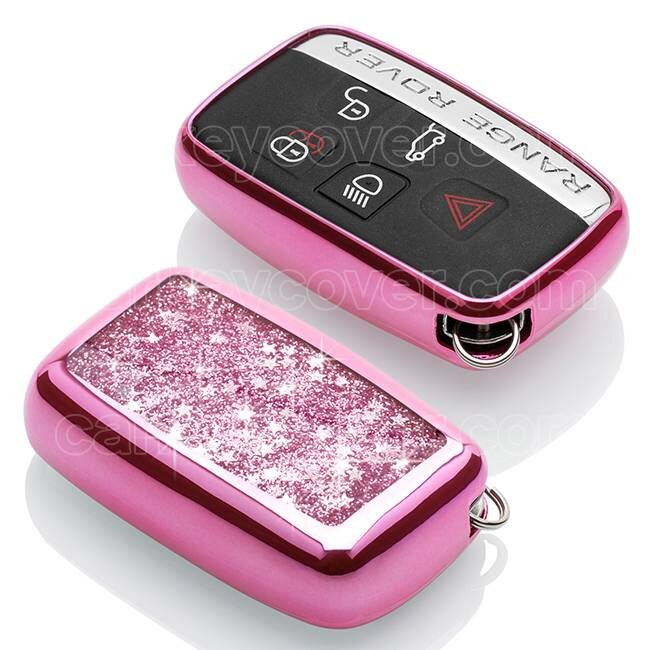 Capa para chave do carro compatível com Range Rover - Capa Protetora de Chave Remota de TPU - Tampa Remota FOB - Rosa Liquid glitters