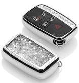 TBU car TBU car Car key cover compatible with Range Rover - TPU sleutelhoesje - beschermhoesje autosleutel - Silver Liquid glitters