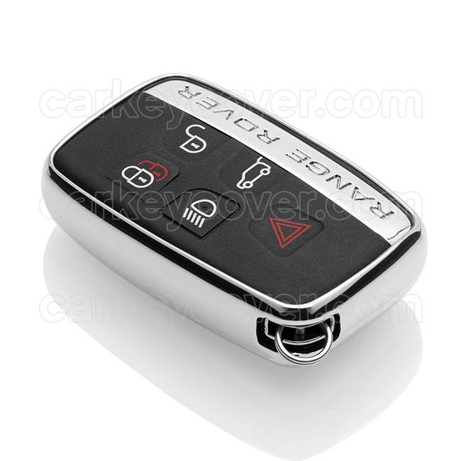TBU car TBU car Car key cover compatible with Range Rover - TPU sleutelhoesje - beschermhoesje autosleutel - Silver Liquid glitters