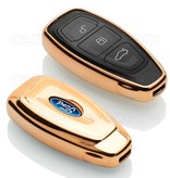 TBU car TBU car Housse de Protection clé compatible avec Ford - Coque Cover Housse étui en TPU - Gold