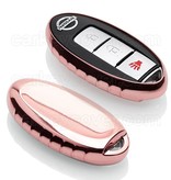 TBU car TBU car Sleutel cover compatibel met Nissan - TPU sleutel hoesje / beschermhoesje autosleutel - Roségoud