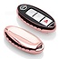 Autoschlüssel Hülle kompatibel mit Nissan 3 Tasten (Keyless Entry) - Schutzhülle aus TPU - Auto Schlüsselhülle Cover in Roségold