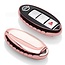 Car key cover compatible with Nissan - TPU Protective Remote Key Shell - FOB Case Cover - Rose Gold