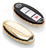 TBU car TBU car Autoschlüssel Hülle kompatibel mit Nissan 3 Tasten (Keyless Entry) - Schutzhülle aus TPU - Auto Schlüsselhülle Cover in Gold