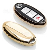 TBU car TBU car Funda Carcasa llave compatible con Nissan - Funda de TPU - Cover de Llave Coche - Oro