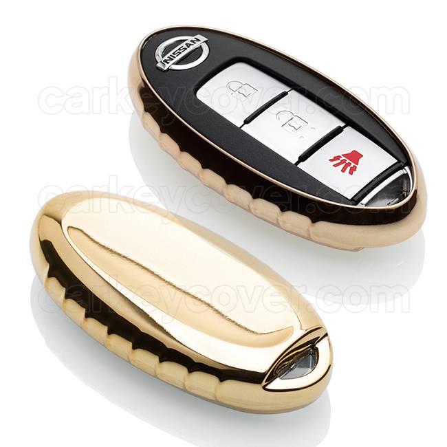 TBU car TBU car Funda Carcasa llave compatible con Nissan - Funda de TPU - Cover de Llave Coche - Oro