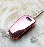 TBU car TBU car Car key cover compatible with Audi - TPU Protective Remote Key Shell - FOB Case Cover - Rose Gold