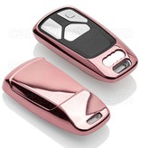 TBU car TBU car Funda Carcasa llave compatible con Audi - Funda de TPU - Cover de Llave Coche - Oro Rosa