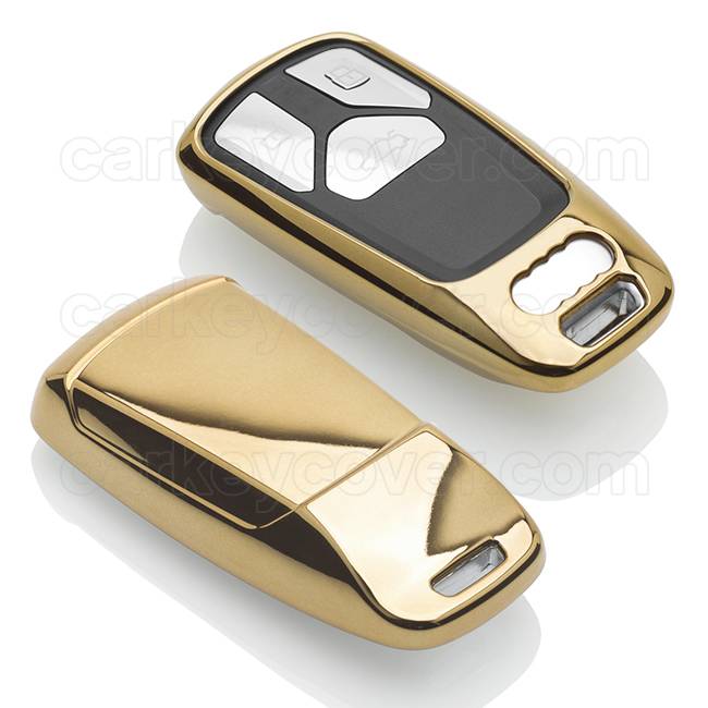 TBU car TBU car Autoschlüssel Hülle kompatibel mit Audi 3 Tasten (Keyless Entry) - Schutzhülle aus TPU - Auto Schlüsselhülle Cover in Gold