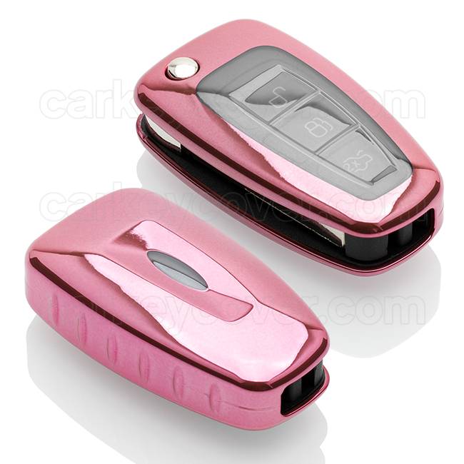 TBU car Ford Capa TPU Chave do carro - Capa protetora - Tampa remota FOB - Rosa Ouro