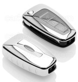 TBU car TBU car Sleutel cover compatibel met Ford - TPU sleutel hoesje / beschermhoesje autosleutel - Chrome