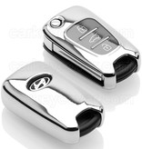 TBU car TBU car Autoschlüssel Hülle kompatibel mit Hyundai 3 Tasten - Schutzhülle aus TPU - Auto Schlüsselhülle Cover in Silber Chrom