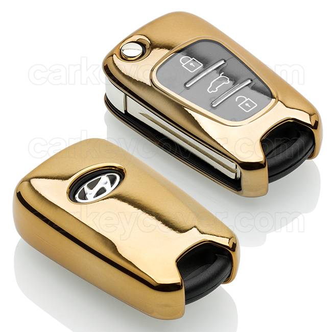 TBU car TBU car Housse de Protection clé compatible avec Hyundai - Coque Cover Housse étui en TPU - Gold