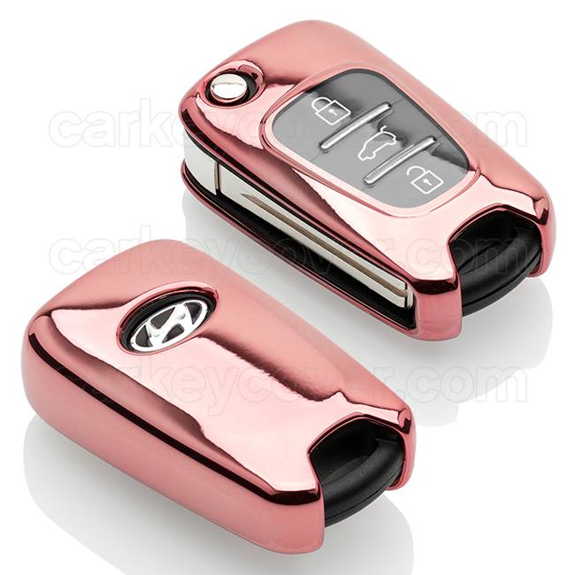 TBU car TBU car Housse de Protection clé compatible avec Hyundai - Coque Cover Housse étui en TPU - Or rose / Rose Gold