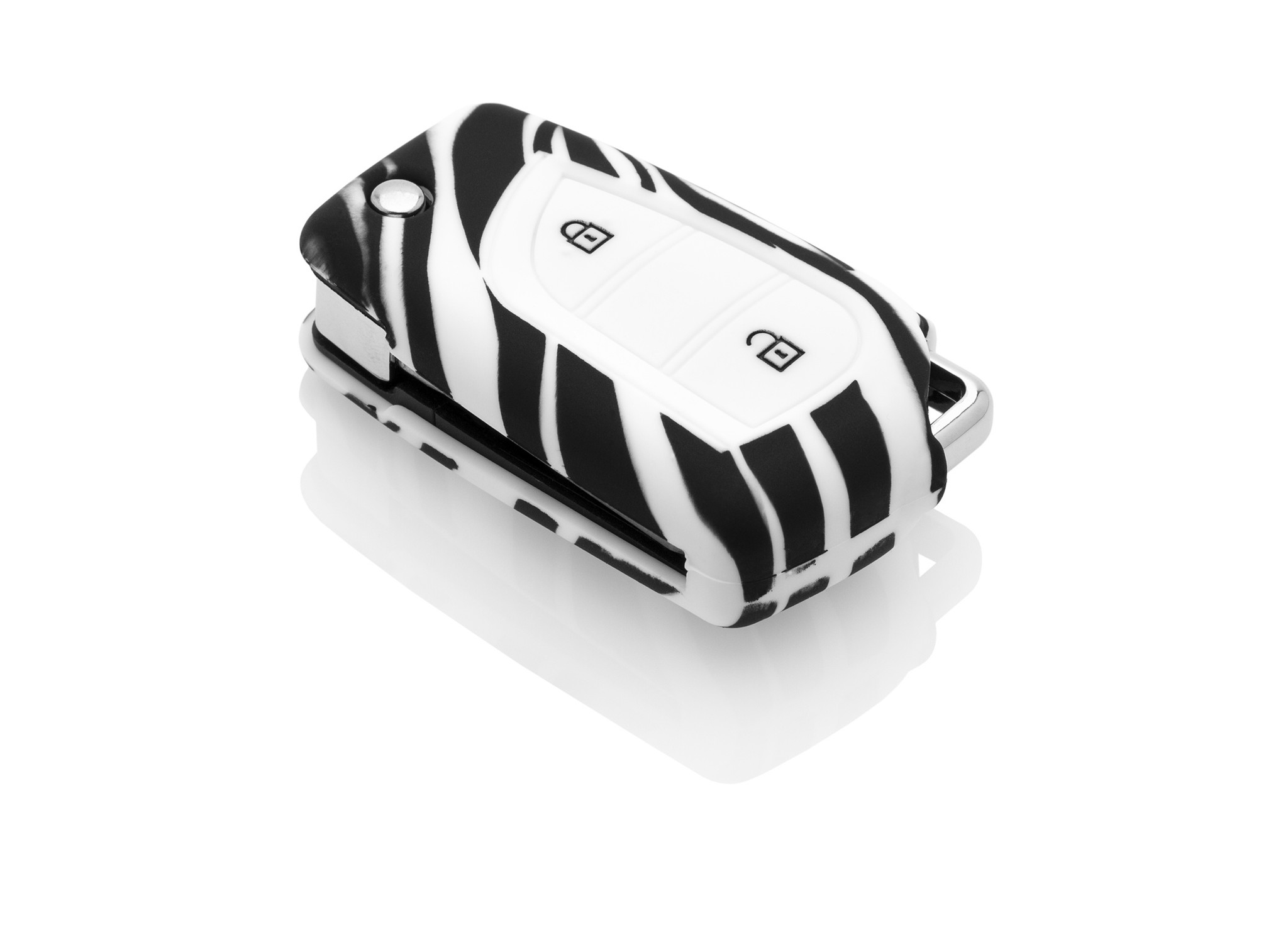 TBU car TBU car Autoschlüssel Hülle kompatibel mit Toyota 2 Tasten - Schutzhülle aus Silikon - Auto Schlüsselhülle Cover in Zebra