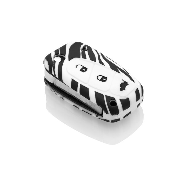 Autoschlüssel Hülle kompatibel mit Fiat 3 Tasten - Schutzhülle aus Silikon - Auto Schlüsselhülle Cover in Zebra