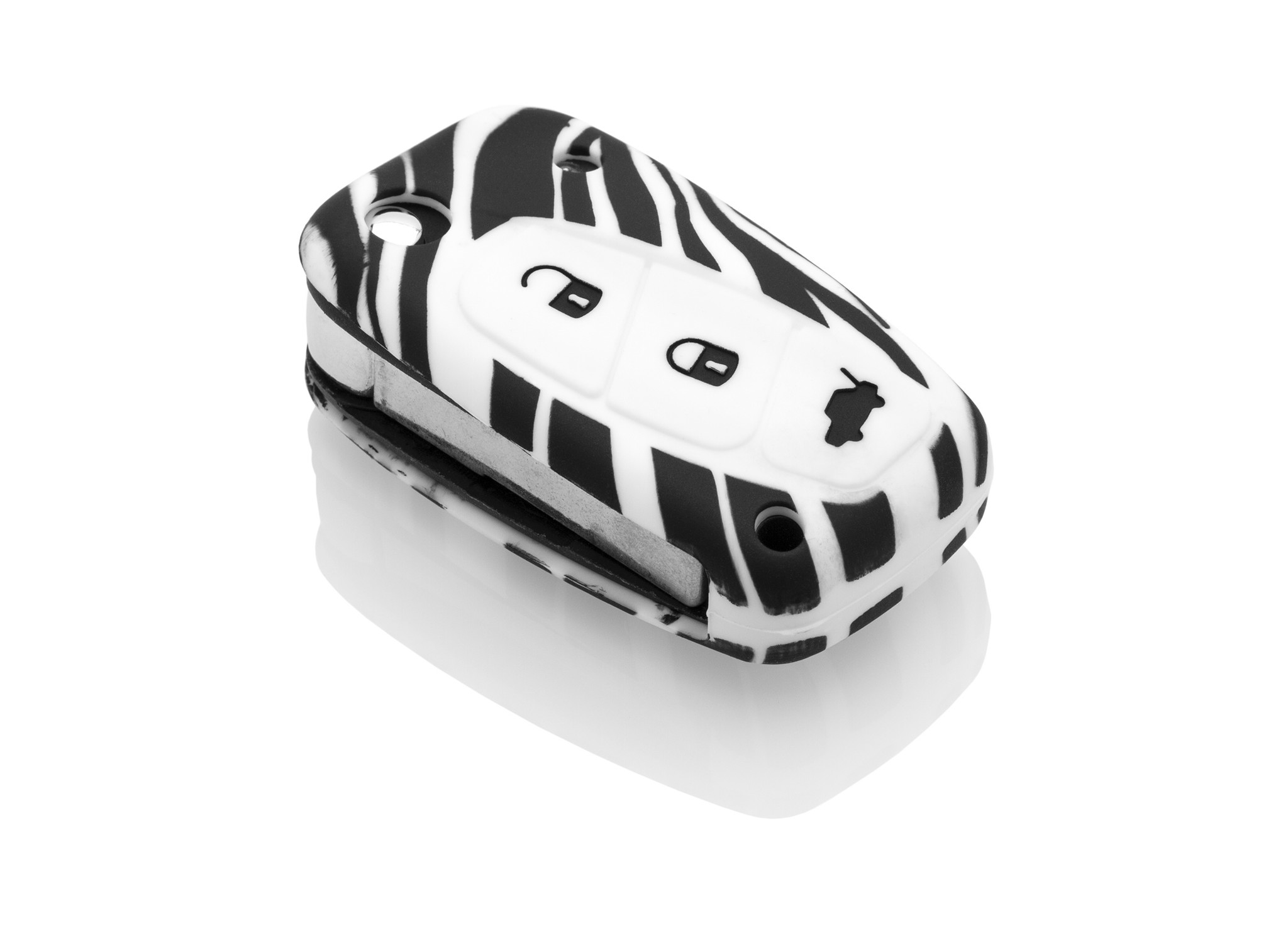 TBU car TBU car Sleutel cover compatibel met Fiat - Silicone sleutelhoesje - beschermhoesje autosleutel - Zebra