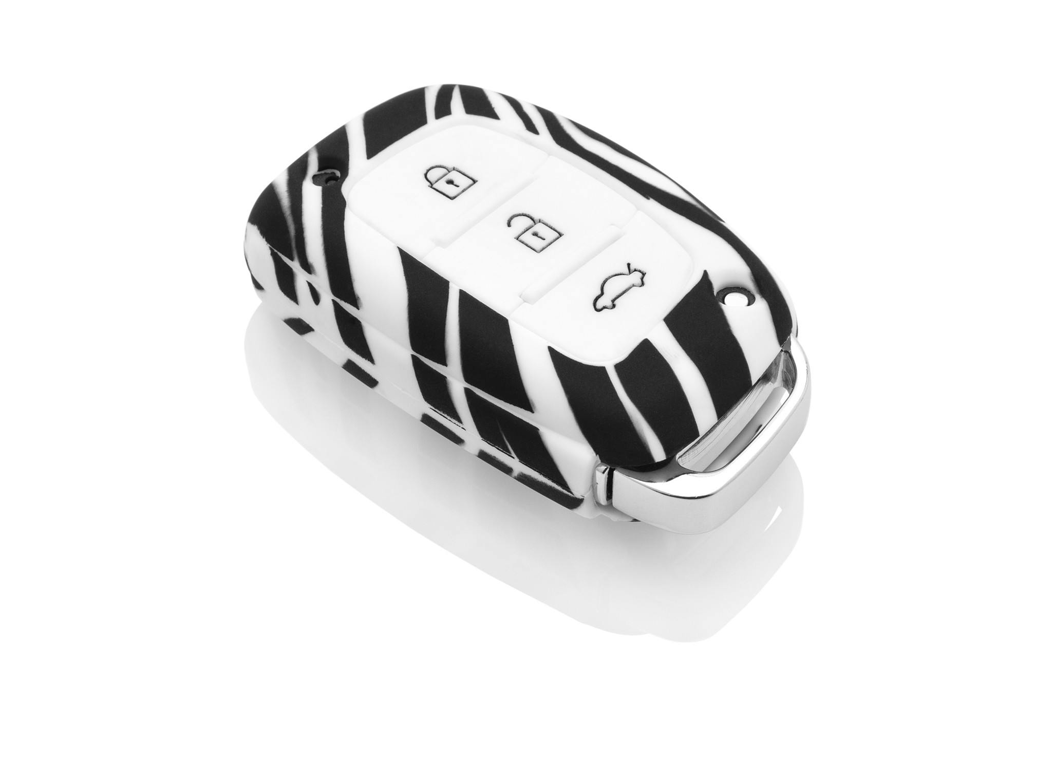 TBU car TBU car Autoschlüssel Hülle kompatibel mit Hyundai 3 Tasten (Keyless Entry) - Schutzhülle aus Silikon - Auto Schlüsselhülle Cover in Zebra