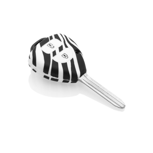 Car key cover compatible with Toyota - Silicone Protective Remote Key Shell - FOB Case Cover - Zebra