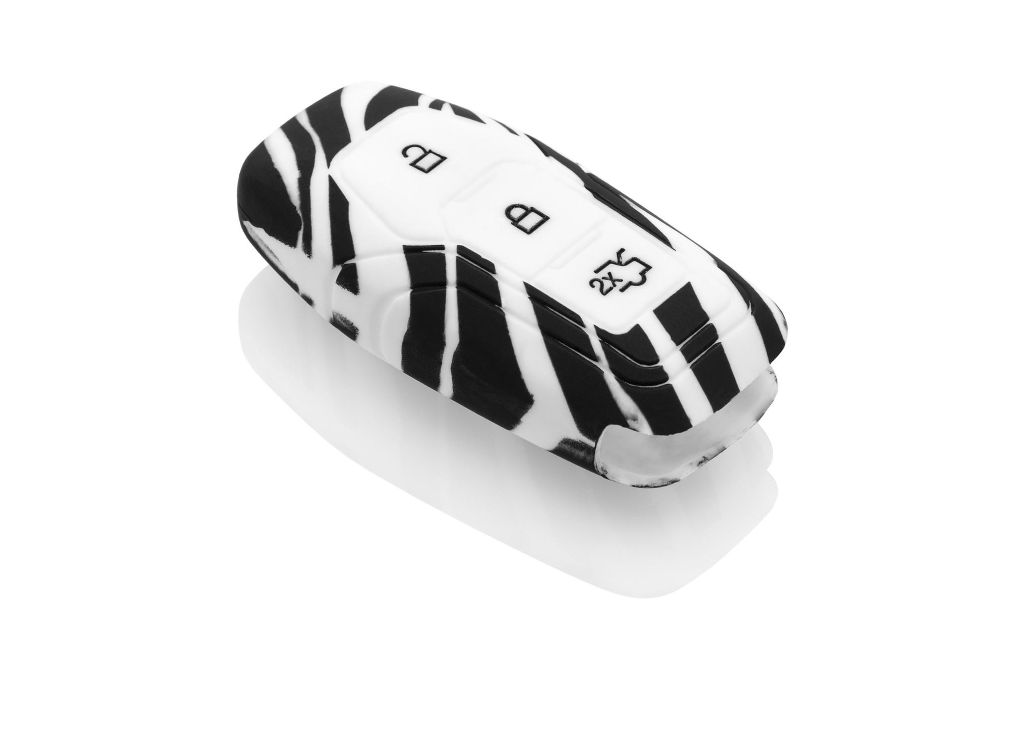 TBU car TBU car Autoschlüssel Hülle kompatibel mit Ford 3 Tasten (Keyless Entry) - Schutzhülle aus Silikon - Auto Schlüsselhülle Cover in Zebra
