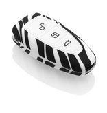 TBU car TBU car Car key cover compatible with Ford - Silicone Protective Remote Key Shell - FOB Case Cover - Zebra