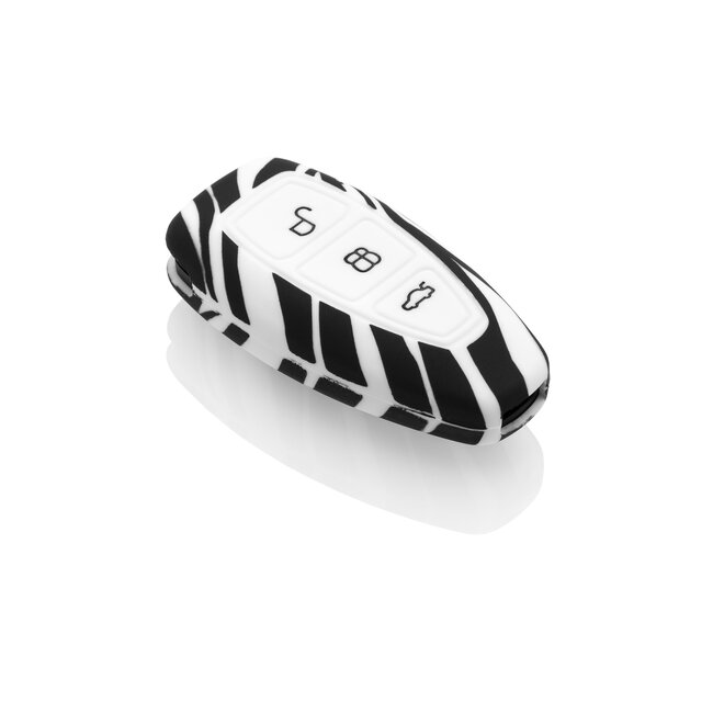 Capa para chave do carro compatível com Ford - Capa Protetora de Chave Remota de Silicone - Tampa Remota FOB - Zebra