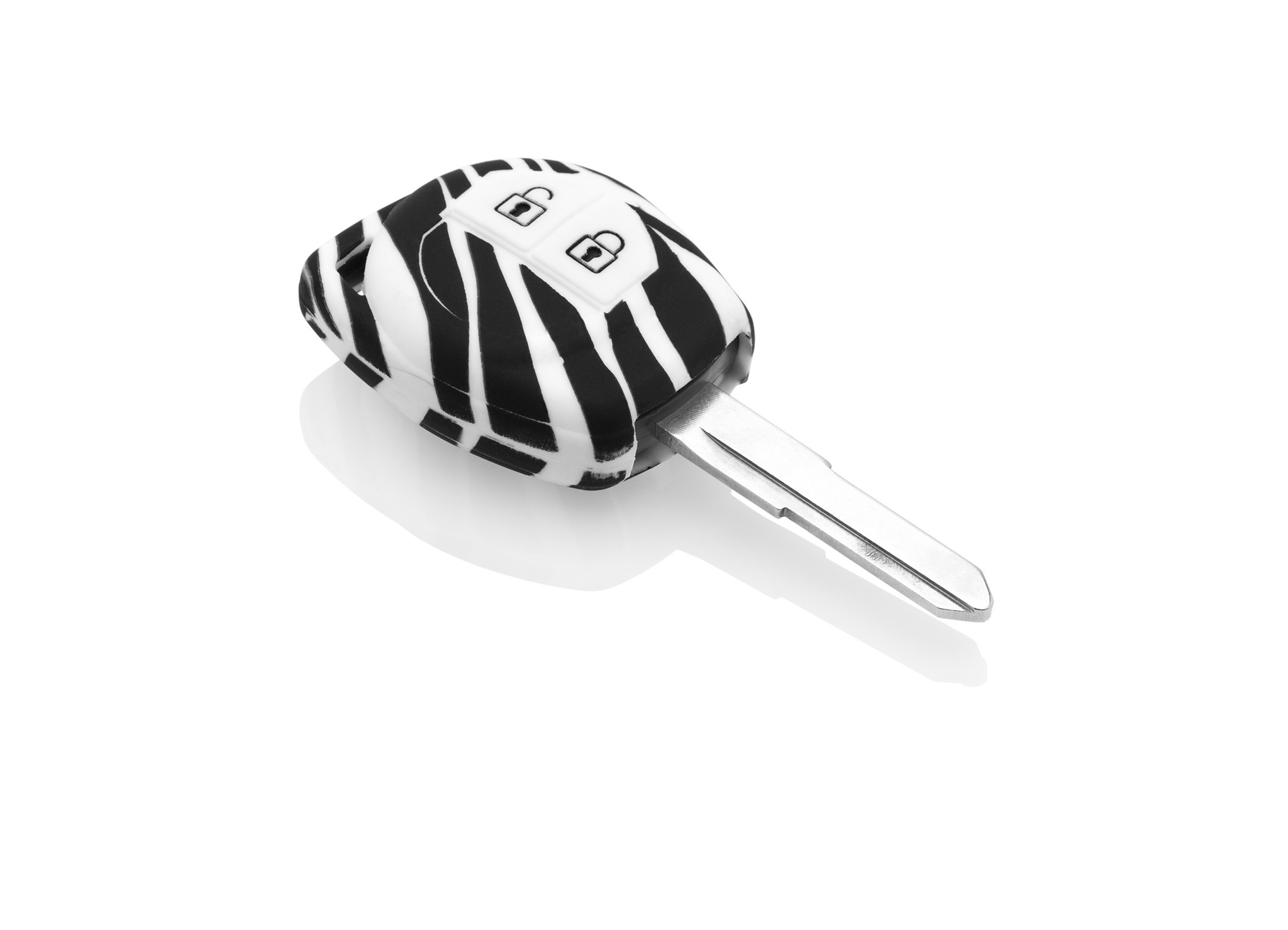 TBU car TBU car Autoschlüssel Hülle kompatibel mit Suzuki 2 Tasten - Schutzhülle aus Silikon - Auto Schlüsselhülle Cover in Zebra