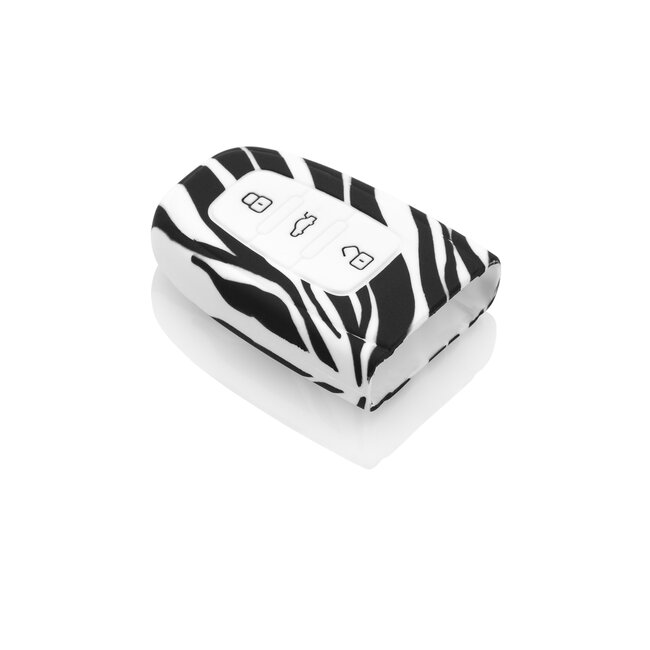 Sleutel cover compatibel met Audi - Silicone sleutelhoesje - beschermhoesje autosleutel - Zebra