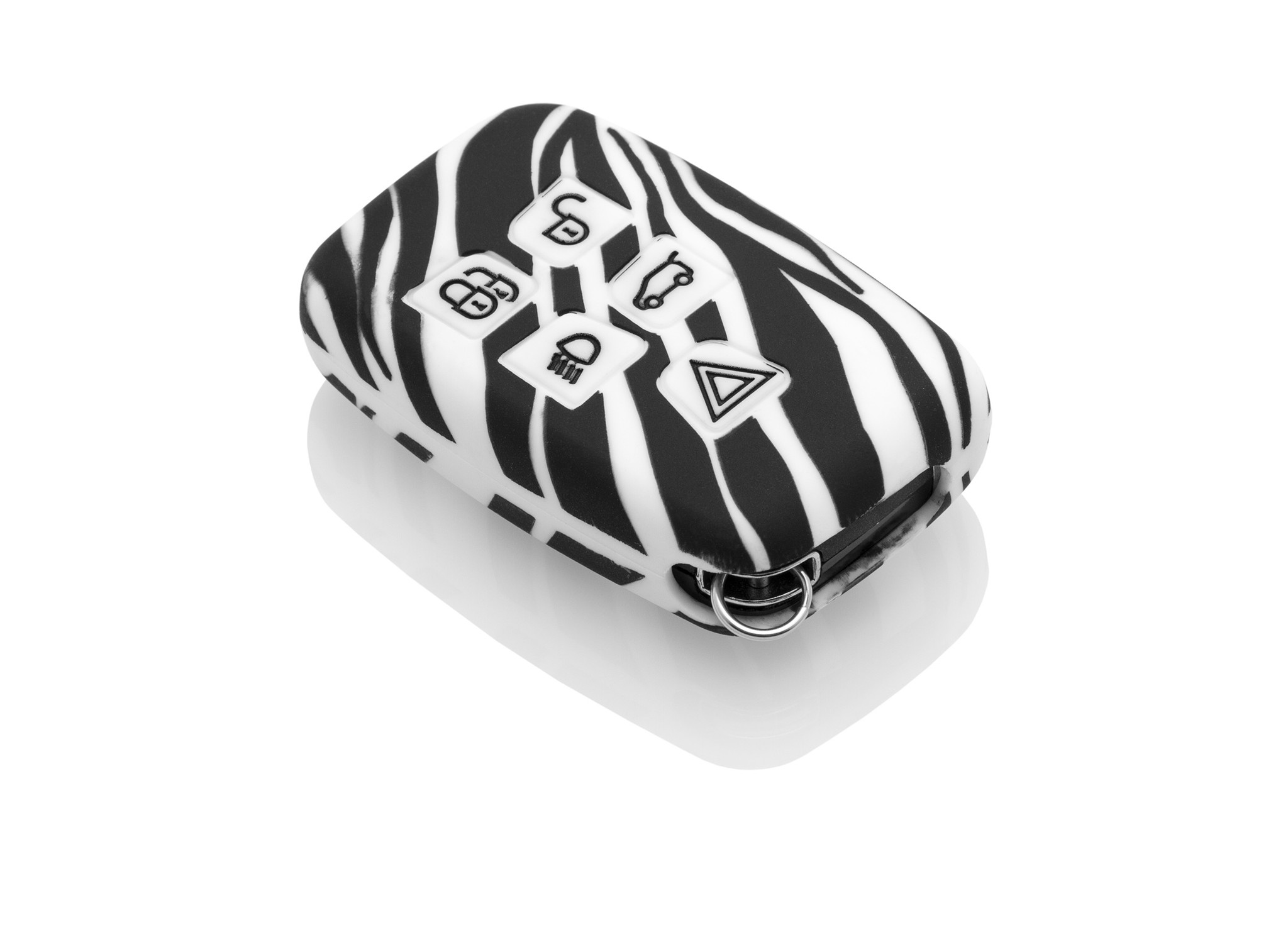 TBU car TBU car Autoschlüssel Hülle kompatibel mit Land Rover 5 Tasten (Keyless Entry) - Schutzhülle aus Silikon - Auto Schlüsselhülle Cover in Zebra