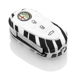 TBU car TBU car Autoschlüssel Hülle kompatibel mit Alfa Romeo 3 Tasten - Schutzhülle aus Silikon - Auto Schlüsselhülle Cover in Zebra