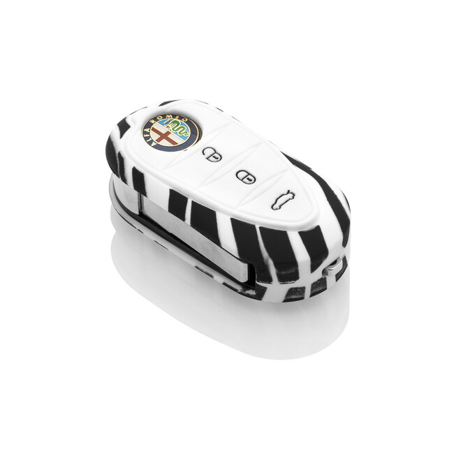 Capa para chave do carro compatível com Alfa Romeo - Capa Protetora de Chave Remota de Silicone - Tampa Remota FOB - Zebra