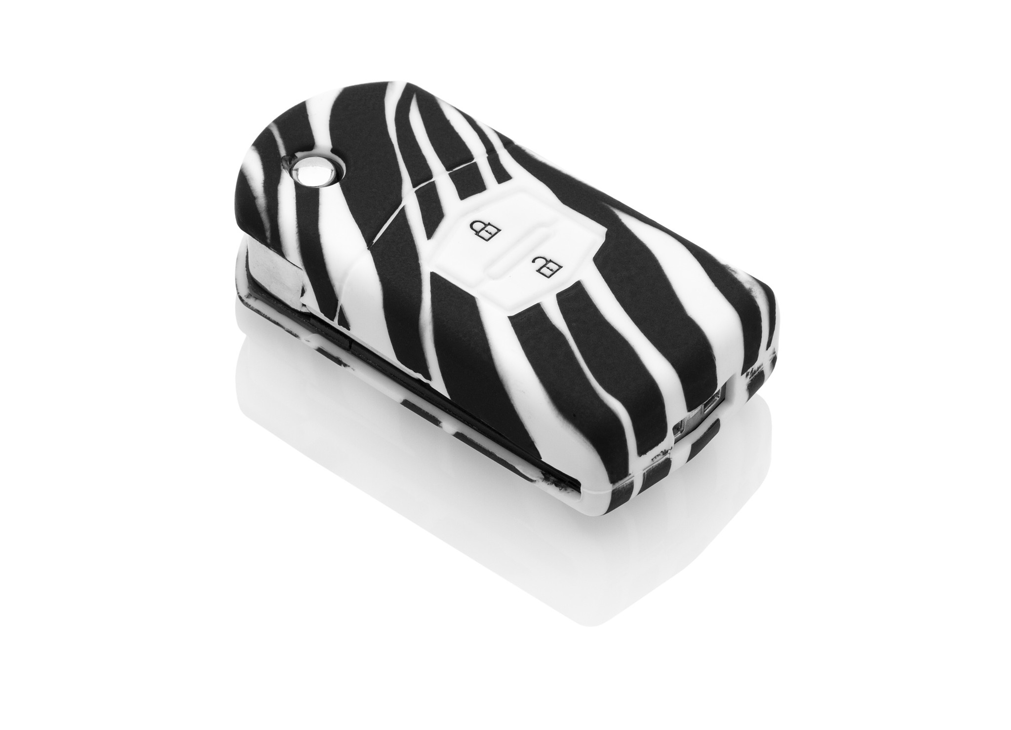 TBU car TBU car Autoschlüssel Hülle kompatibel mit Mazda 2 Tasten - Schutzhülle aus Silikon - Auto Schlüsselhülle Cover in Zebra