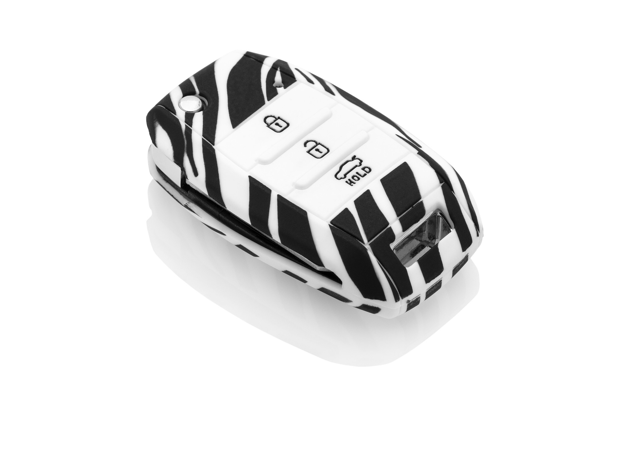 TBU car TBU car Autoschlüssel Hülle kompatibel mit Kia 3 Tasten - Schutzhülle aus Silikon - Auto Schlüsselhülle Cover in Zebra