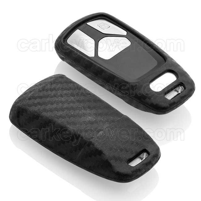 TBU car TBU car Car key cover compatible with Audi - Silicone Protective Remote Key Shell - FOB Case Cover - Carbon