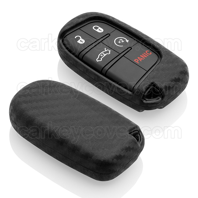 TBU car TBU car Car key cover compatible with Jeep - Silicone Protective Remote Key Shell - FOB Case Cover - Carbon