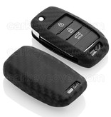 TBU car TBU car Housse de Protection clé compatible avec Kia - Coque Cover Housse étui en Silicone - Carbon