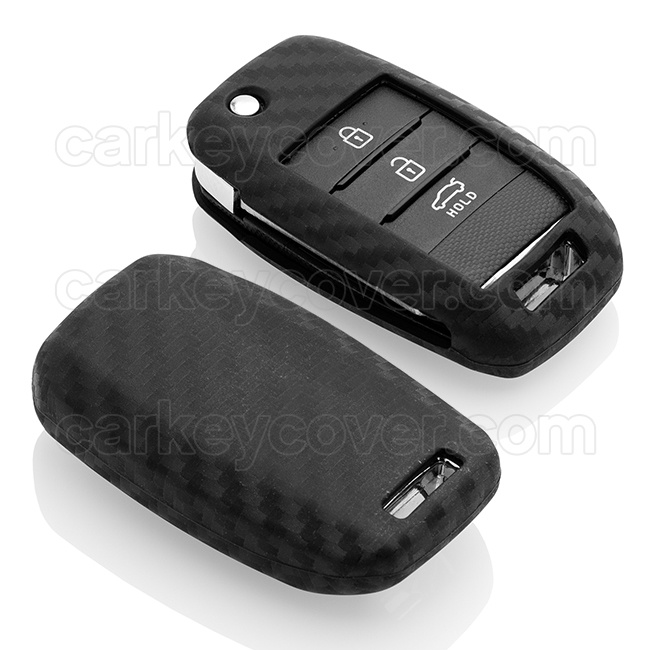 TBU car TBU car Funda Carcasa llave compatible con Kia - Funda de Silicona - Cover de Llave Coche - Carbon